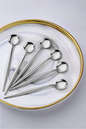 Hermia MCH10186 Juego de 6 Cucharas de Acero Inoxidable Plateadas Utensilios de Cocina Duraderos y Seguros Libres de BPA